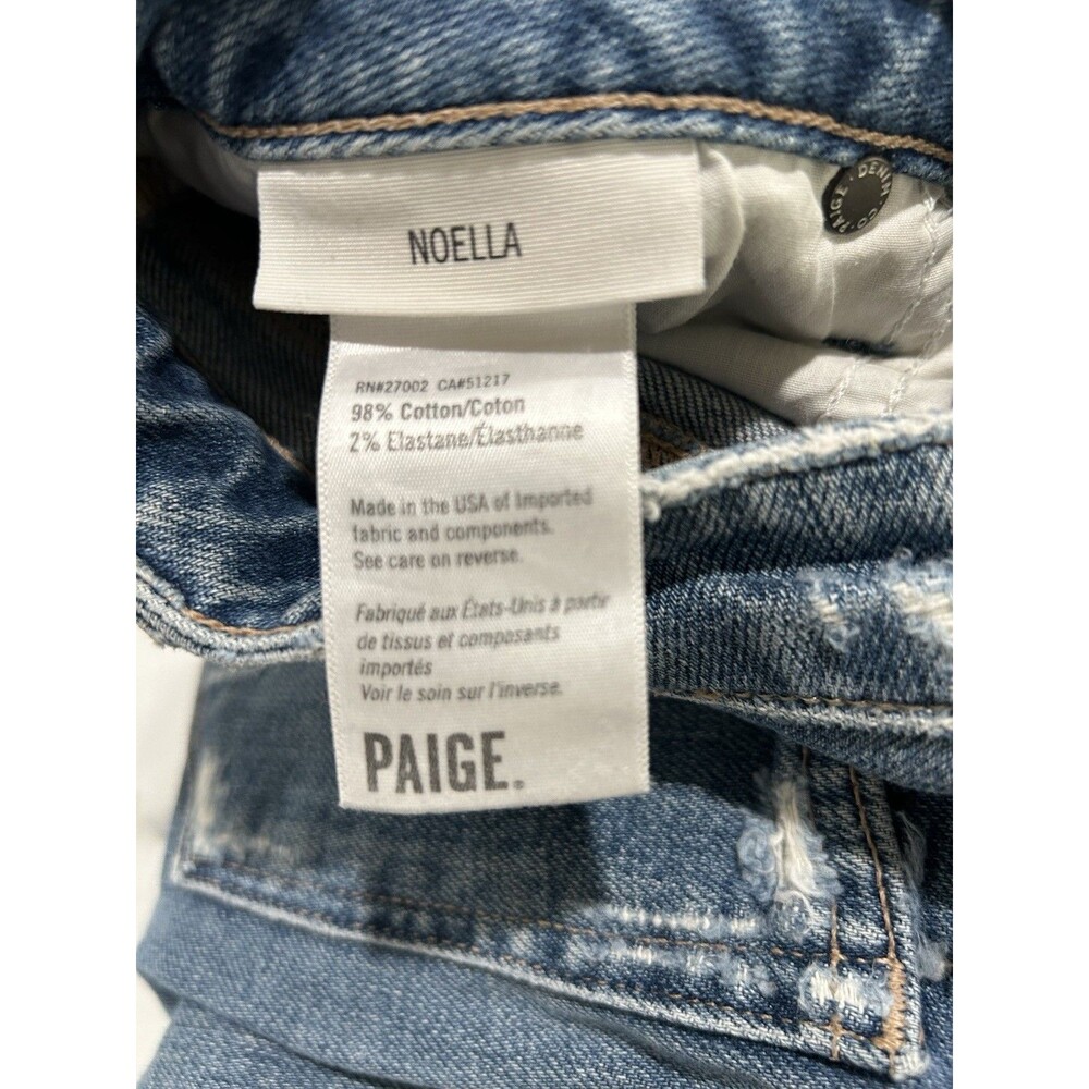 Paige Noella Jeans Distressed Straight leg Blue Denim Size 30x26 - Picture 5 of 5